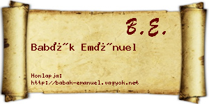 Babák Emánuel névjegykártya